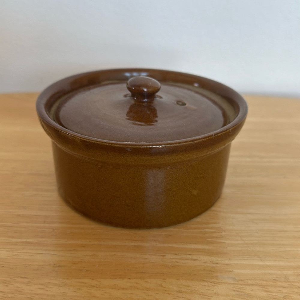 Pearsons Of Chesterfield 1810 England Crock Bowl W/ Lid Pottery Brown Ceramic 5”